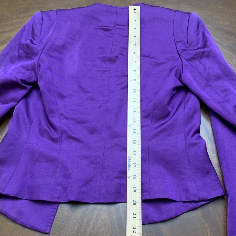 🎯 Vintage Purple Escada Cropped Wool / Mohair Blazer Jacket European Chic M - Picture 10 of 11